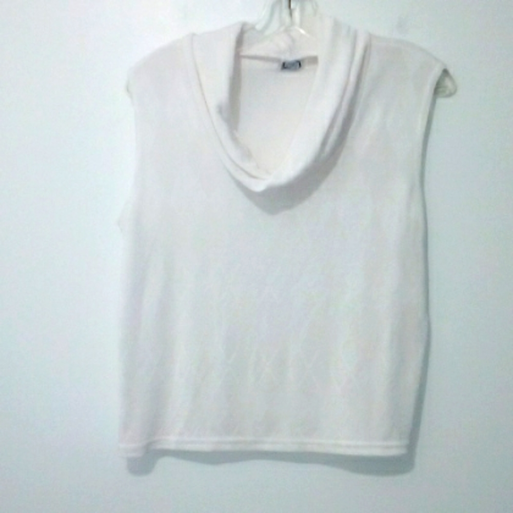 Vamp white sleeveless cowl neck Argile print top